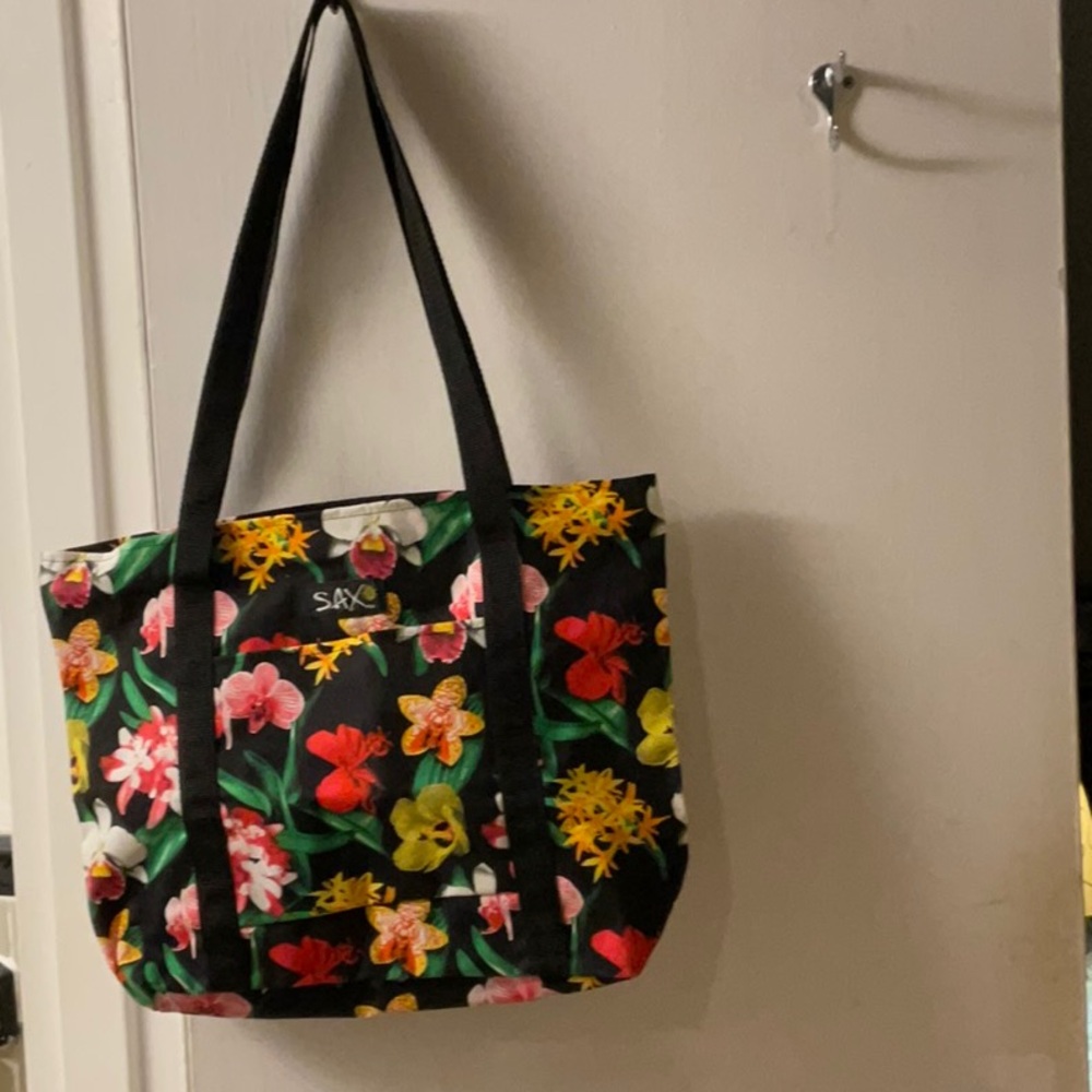 🟣Sax Floral Zippered Tote Bag